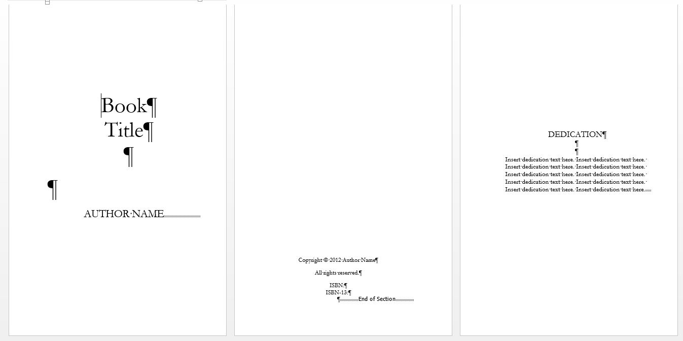 first pages of template