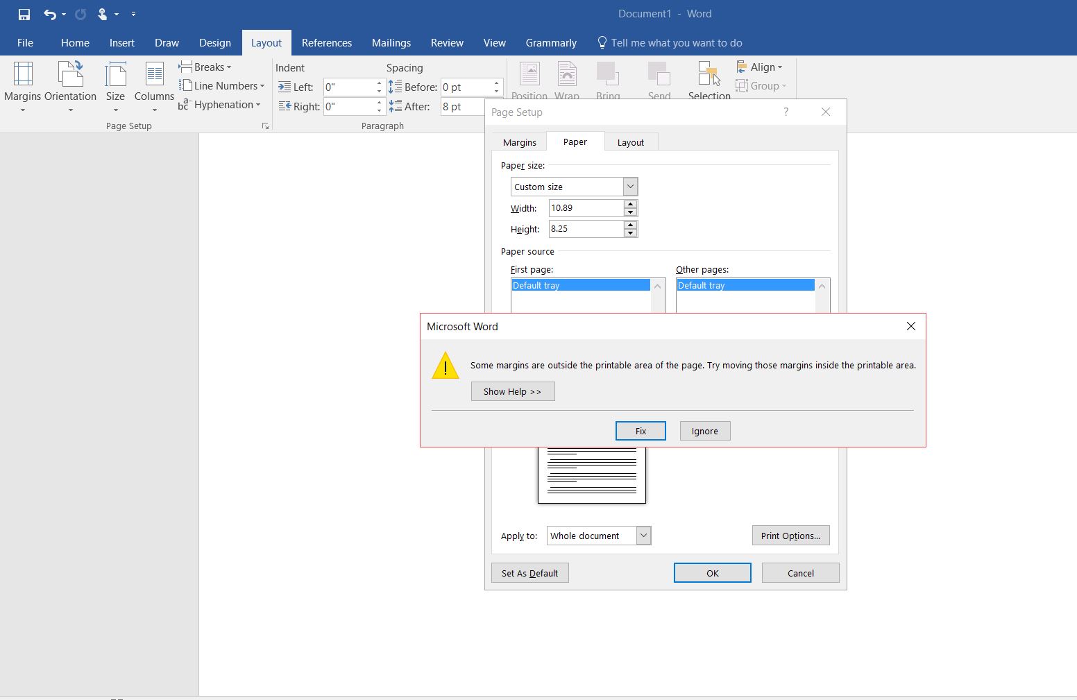 error message
