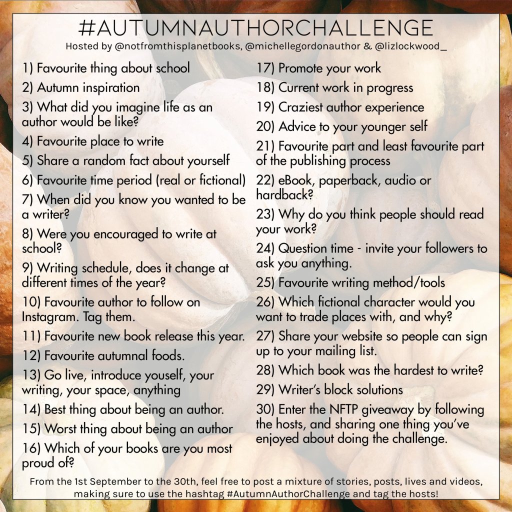 #autumnauthorchallenge daily social media ideas
