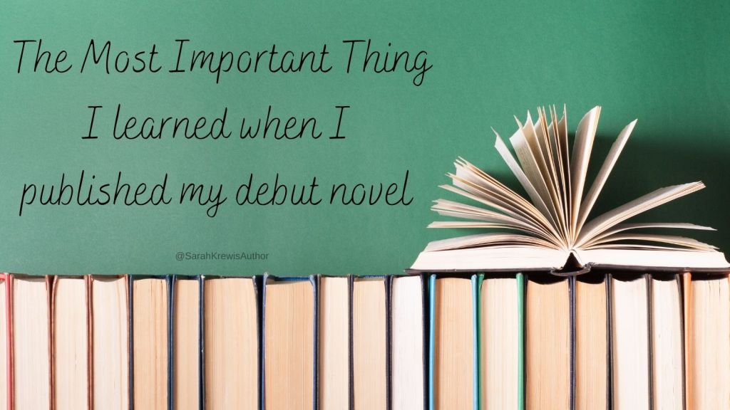 a stack of books. quote says: what i learned when i published my debut novel