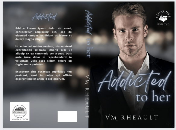 male model addicted to her book cover in color gray color font for title 