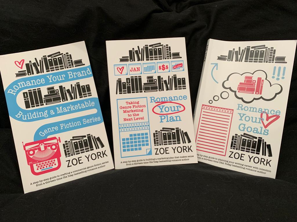a picture of zoe york's three books about writing and marketing romance.  look here to buy:

https://www.amazon.com/dp/B082CZDK75