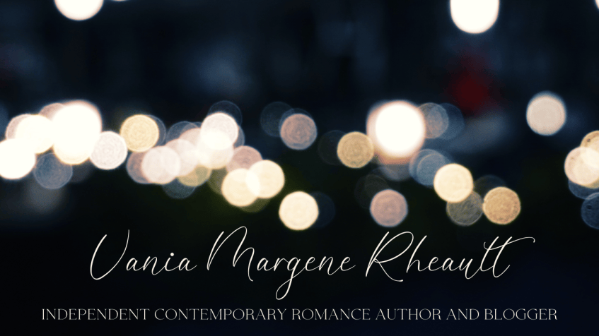 white and gold bokeh with vania margene rheault written in script