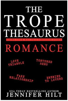 Trope Thesaurus book cover. red and white text. author name Jennifer Hilt