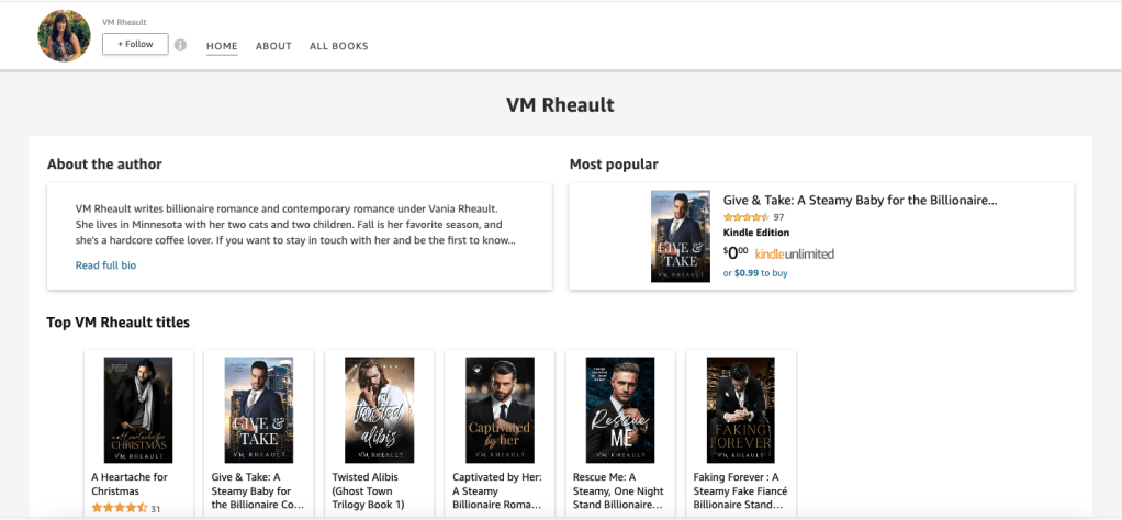 a screenshot of the author's amazon author page
