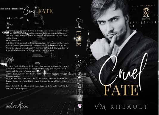 previous book cover of book one.  black and white. male wearing black suit, his thumb poised at his bottom lip