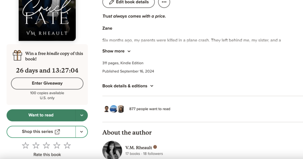 screenshot of goodreads 877 people want to read
