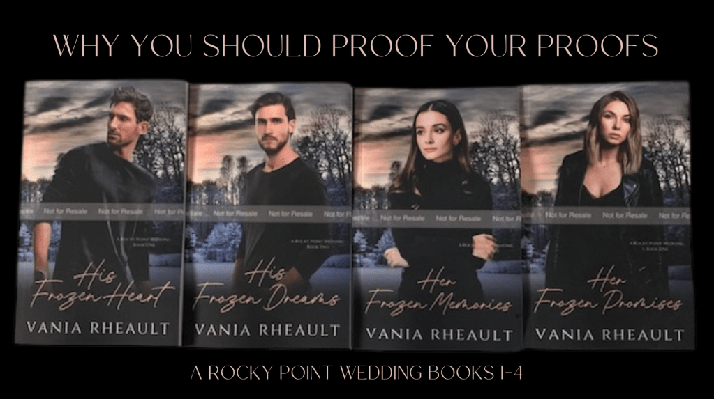 picture of four book covers. they have the not for resale stripe in the middle. a rocky point wedding series
