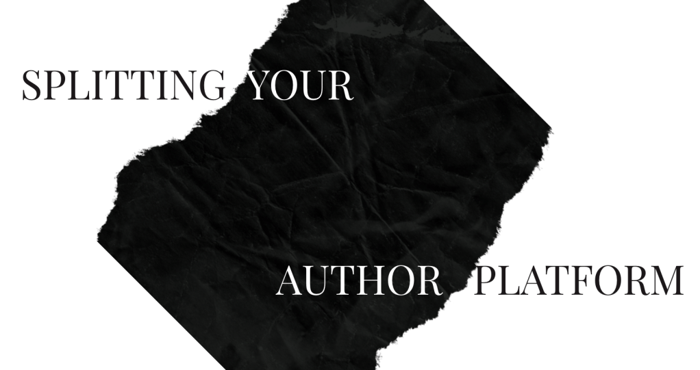  white background. black piece of torn paper.  text says in black and white, splitting your author platform. 