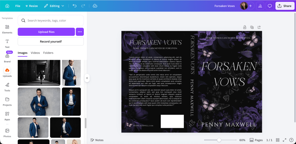canva screenshot of the full wrap for forsaken vows